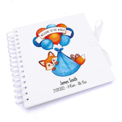Personalised Baby Boy Scrapbook Photo Album With Fox Welcome To The World