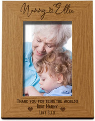 Personalised Best Nanny With Name Portrait Photo Frame Gift