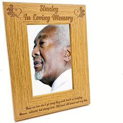 ukgiftstoreonline Personalised In Loving Memory Photo Frame Oak wood finish Loving Memory Remembrance ukgiftstoreonline 4 x 6 Inch