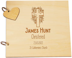 Personalised Christening Guest Book, Scrapbook or Album Floral Cross LWOD-84
