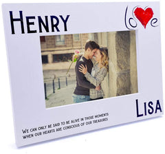 Love couple White Photo Frame wood finish Landscape With Sentiment