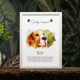Personalised watercolour Sadly Missed Pet Dog Memory Framed Picture C170-9