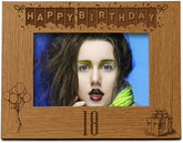 Happy 18th Birthday Engraved Photo Frame Gift Stars and Balloons Landscape