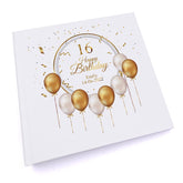 Personalised 16th Birthday Photo Album Gift With Gold Balloons Birthday Photo Album ukgiftstoreonline