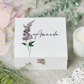 ukgiftstoreonline Personalised Birth Flower Birthday Keepsake Memories Wooden Box Gift
