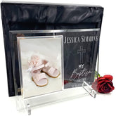 Personalised Baptism Large Glass Photo Frame In Lined Gift Box