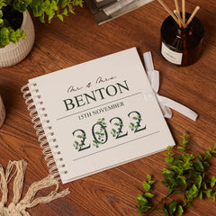 Personalised Wedding Scrapbook Guest Book, Photo Album Leaf Number Design