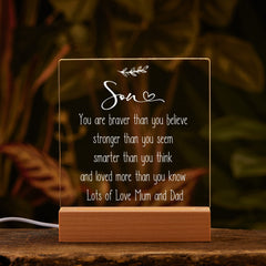 Personalised Son Sentiment LED Night Lamp Keepsake Gift