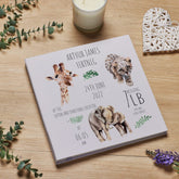 Personalised Large Linen Safari Animal New Baby Photo Album