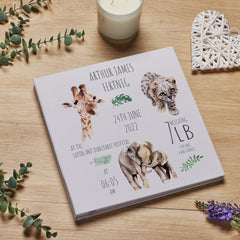 Personalised Large Linen Safari Animal New Baby Photo Album