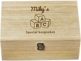 Personalised Large Wooden Baby Memory Keepsake Box Baby Block Design