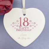 ukgiftstoreonline Personalised Any Age Birthday Gift porcelain heart With Ribbon 18th, 21st, 30th, 40th, 50th, 60th