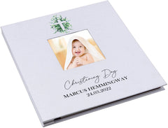 Personalised Large Christening Day Photo Album Linen Self Hardcover personalised photo album ukgiftstoreonline