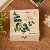 Personalised Wedding Or Anniversary Wooden Box Gift Eucalyptus Design