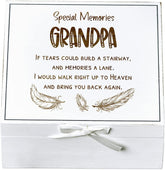 ukgiftstoreonline Grandpa Remembrance Memory White Keepsake Box With Feather Design