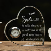 Engraved Personalised Sister Crystal Glass Clock With Sentiment