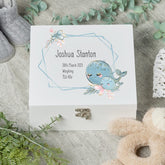 ukgiftstoreonline Personalised Baby Keepsake Memories Wooden Box Whale Design