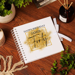 Personalised 40th Birthday Gift Scrapbook or Photo Album Gold Sparkles