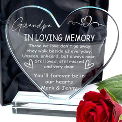 ukgiftstoreonline Personalised Grandpa In Loving Memory Remembrance Large Glass Heart
