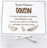 ukgiftstoreonline Cousin Remembrance Memory White Keepsake Box With Feather Design