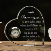 Engraved Personalised Mummy Crystal Glass Clock With Sentiment