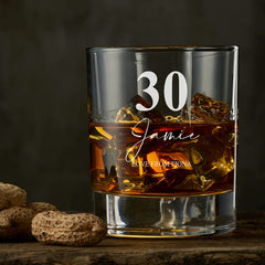 Engraved Personalised 30th Birthday Whiskey Glass Gift Boxed Personalised Whiskey Glass ukgiftstoreonline