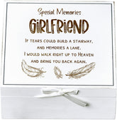 ukgiftstoreonline Girlfriend Remembrance Memory White Keepsake Box With Feather Design