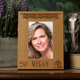 Personalised 50th Birthday Photo Frame Gift with Balloons Portrait