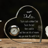 Engraved Personalised Dad Crystal Glass Clock With Sentiment