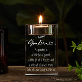 Personalised Grandma Keepsake Tea Light Candle Holder With Sentiment