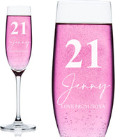 Personalised 21st Birthday Signature Champagne Flute Prosecco Glass Gift