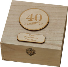 Personalised 40th Birthday Wooden Keepsake Box Gift