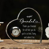Engraved Personalised Grandad Crystal Glass Clock With Sentiment