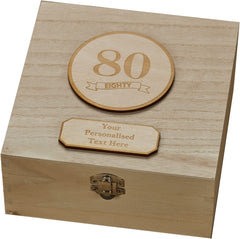 Personalised 80th Birthday Wooden Keepsake Box Gift