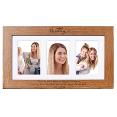 Personalised Mummy Sentiment Wooden Triple Photo Frame Engraved