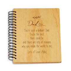 Personalised Dad Sentiment Wooden Photo Album Engraved Gift