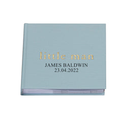 Personalised Baby Boy Light Blue Photo Album With Linen Cover