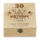 Personalised 30th Birthday Wooden Keepsake Box Gift Engraved