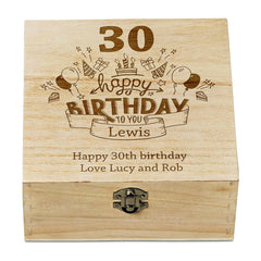 Personalised 30th Birthday Wooden Keepsake Box Gift Engraved