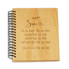 Personalised Son Sentiment Wooden Photo Album Engraved Gift