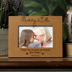 Personalised Best Mummy With Name Landscape Photo Frame Gift