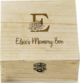 Personalised Floral Monogram Sentiment Wooden Keepsake Box Gift Engraved