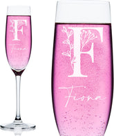 Personalised Floral Alphabet and Name Champagne Flute Prosecco Glass Gift Personalised Champagne Glasses ukgiftstoreonline
