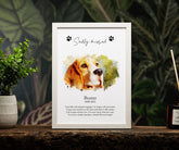 Personalised watercolour Sadly Missed Pet Dog Memory Framed Picture C170-9