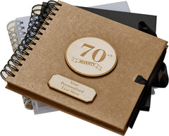 Personalised 70th Birthday Scrapbook Photo album Wooden Engraving Choice Of Colours