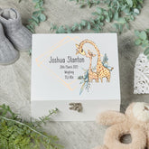 ukgiftstoreonline Personalised Baby Keepsake Memories Wooden Box Giraffe Design