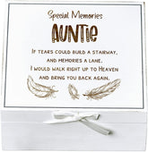 ukgiftstoreonline Auntie Remembrance Memory White Keepsake Box With Feather Design