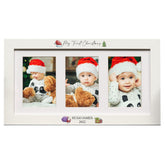 Personalised White My First Christmas Triple Photo Frame Portrait