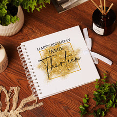 Personalised 13th Birthday Gift Scrapbook or Photo Album Gold Sparkles