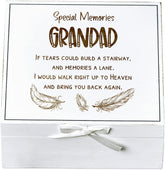 ukgiftstoreonline Grandad Remembrance Memory White Keepsake Box With Feather Design